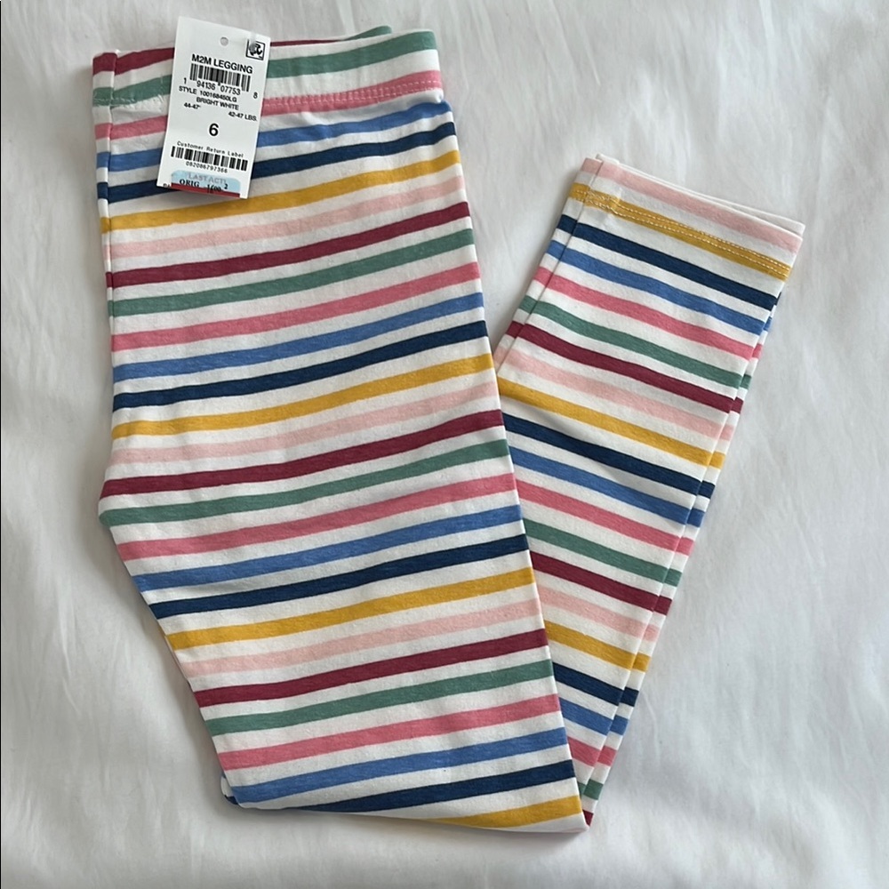Epic Threads Vibrant Pink and Yellow Striped Leggings with Elastic Waistband